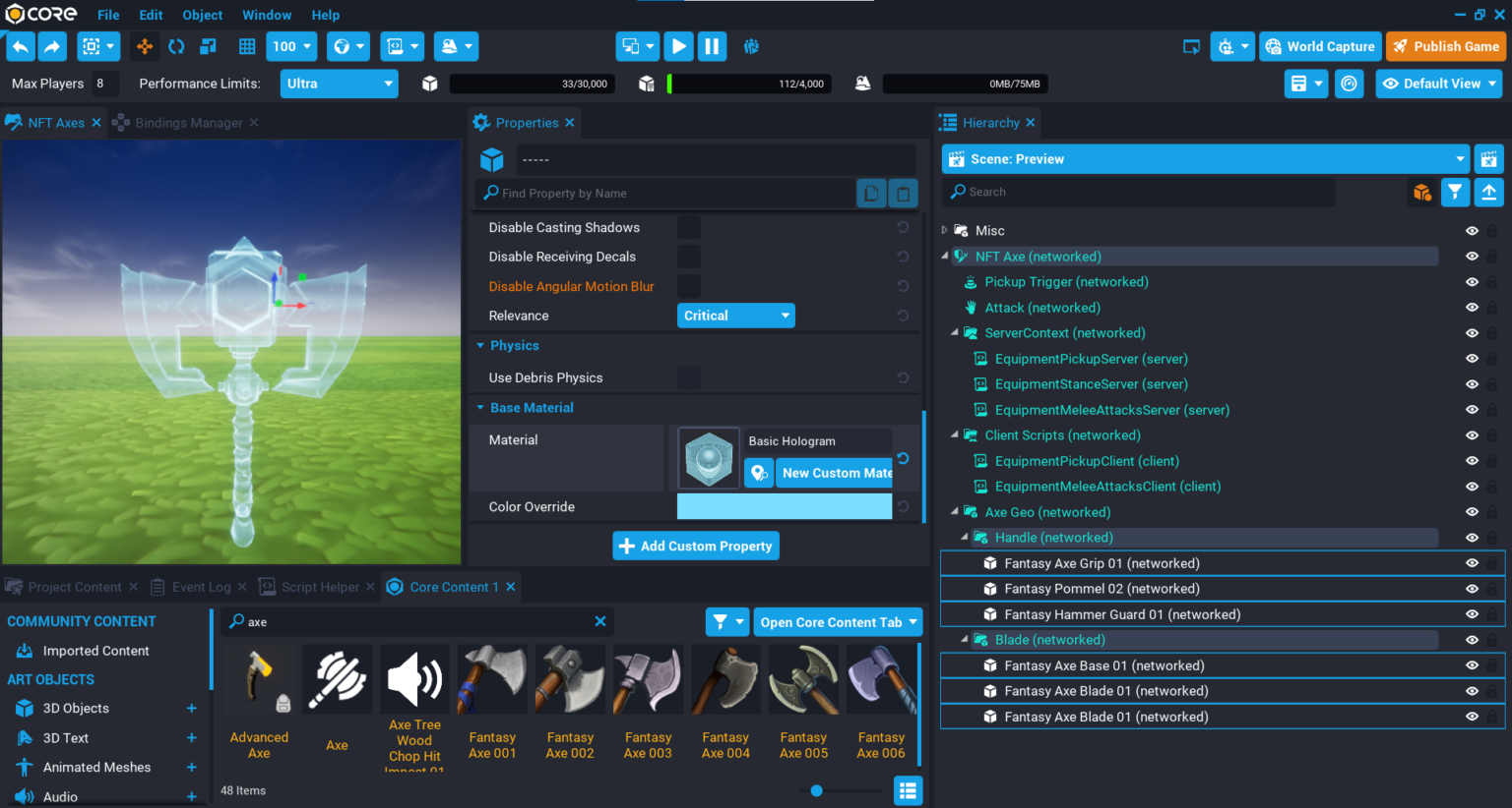 Create Axe Equipment Core Academy